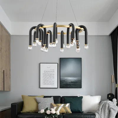 

Postmodern Art Creativity U-shaped Tube Lighting Fixtures Nordic Style Study Bedroom Minimalist Model Room Pendant Light