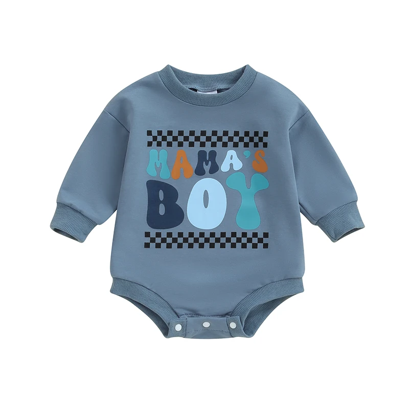 

Newborn Baby Boy Outfit MAMA'S BOY Clothes Sweatshirt Bubble Romper Bodysuit Infant Fall Winter Outfits