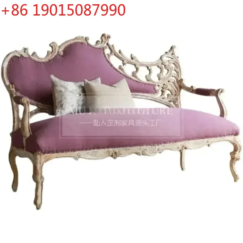 

French retro styling, European hollow carving, multi-person casual soft sofa Y