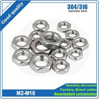 2/5/10/20/50pcs M2 M2.5 M3 M4 M5 M6 M8 M10 M12 M14 M16 304 316 A2 A4 Stainless Steel Flat Hex Hexagon Thin Nut Jam Nut DIN439