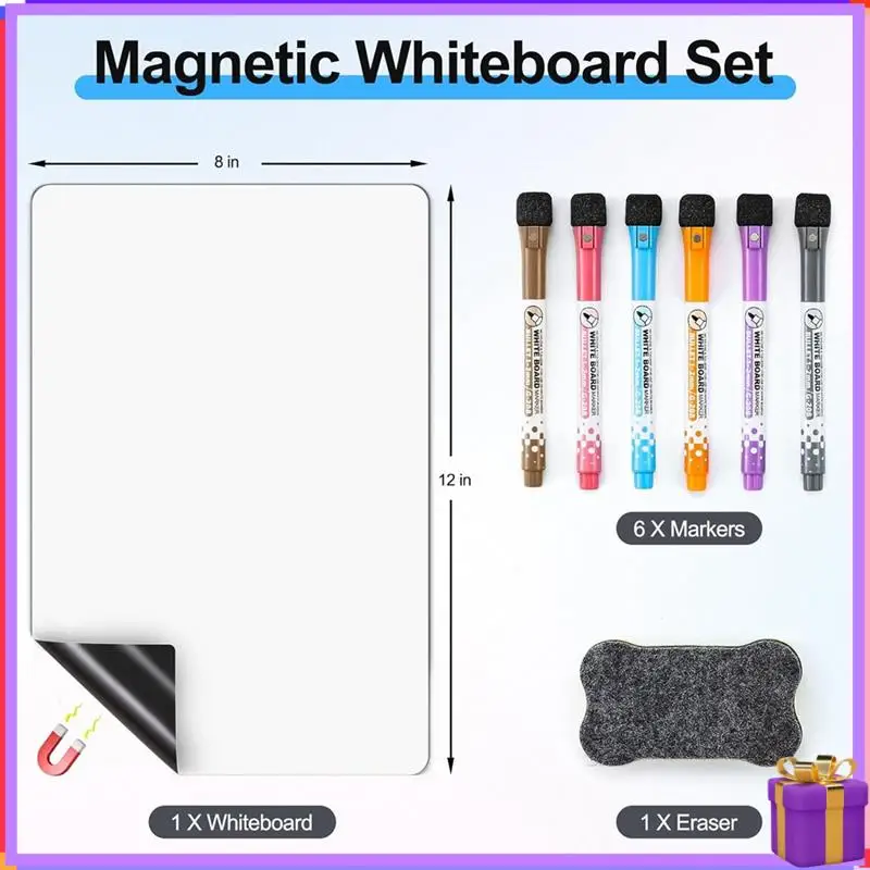 

Advanced 4 PCS Magnetic Dry Erase White Board Fridge, Wall Magnet Small Whiteboard Stain Resistant Technology, 12 X 8 Inches