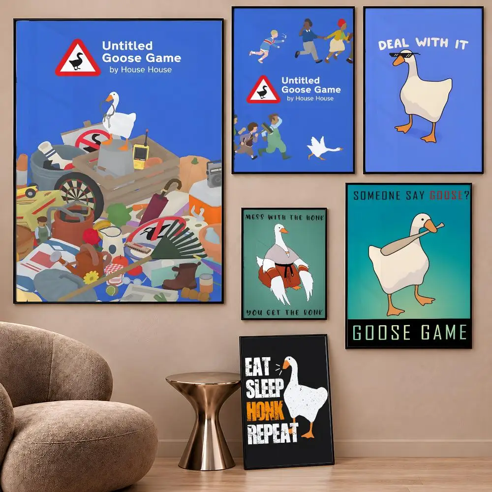 Game Untitled Goose Game Honk Village Poster Aesthetic Wall Art Poster HD Waterproof PP Self Adhesive Bedroom Dorm Room Decor