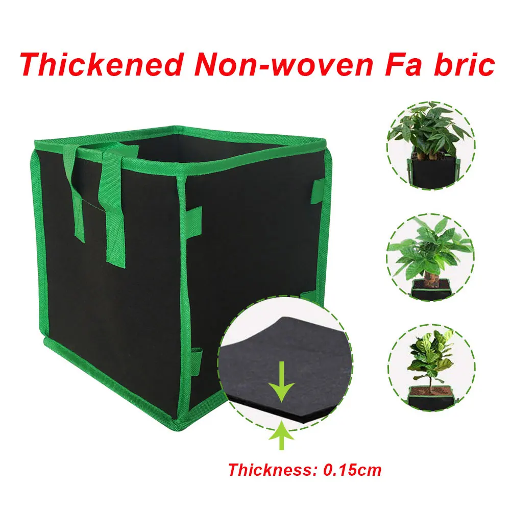 5 Gallon Planting Grow Bag Black And Green Edging Non-woven Felt Cultivation Bag For Potatoes, Vegetables, Fruits Dropshipping