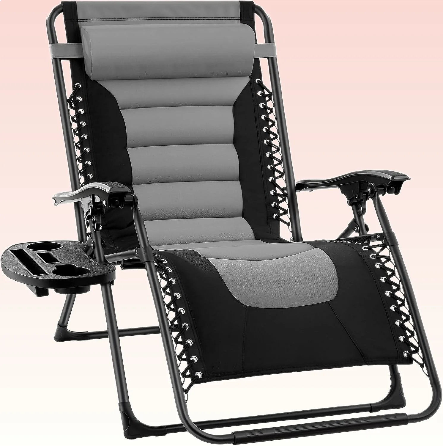 

Best Choice Oversized Padded Zero Gravity Chair XL Anti Gravity Lounger w/Headrest Cup Holder Side Tray