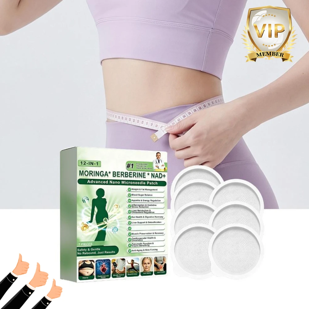 12-in-1 Moringa Berberine NAD+ Nano Microneedle Patches ≤0.3mm, Gentle Firming Figure Line Care for All Skin Types