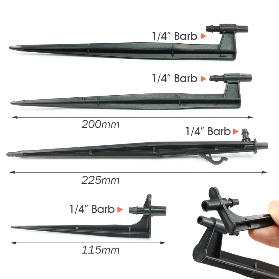 4-piece set of precision-engineered garden irrigation connectors in 1/4 inch 4 mm 7 mm and 7.5 mm diameters for micro-sprinkler