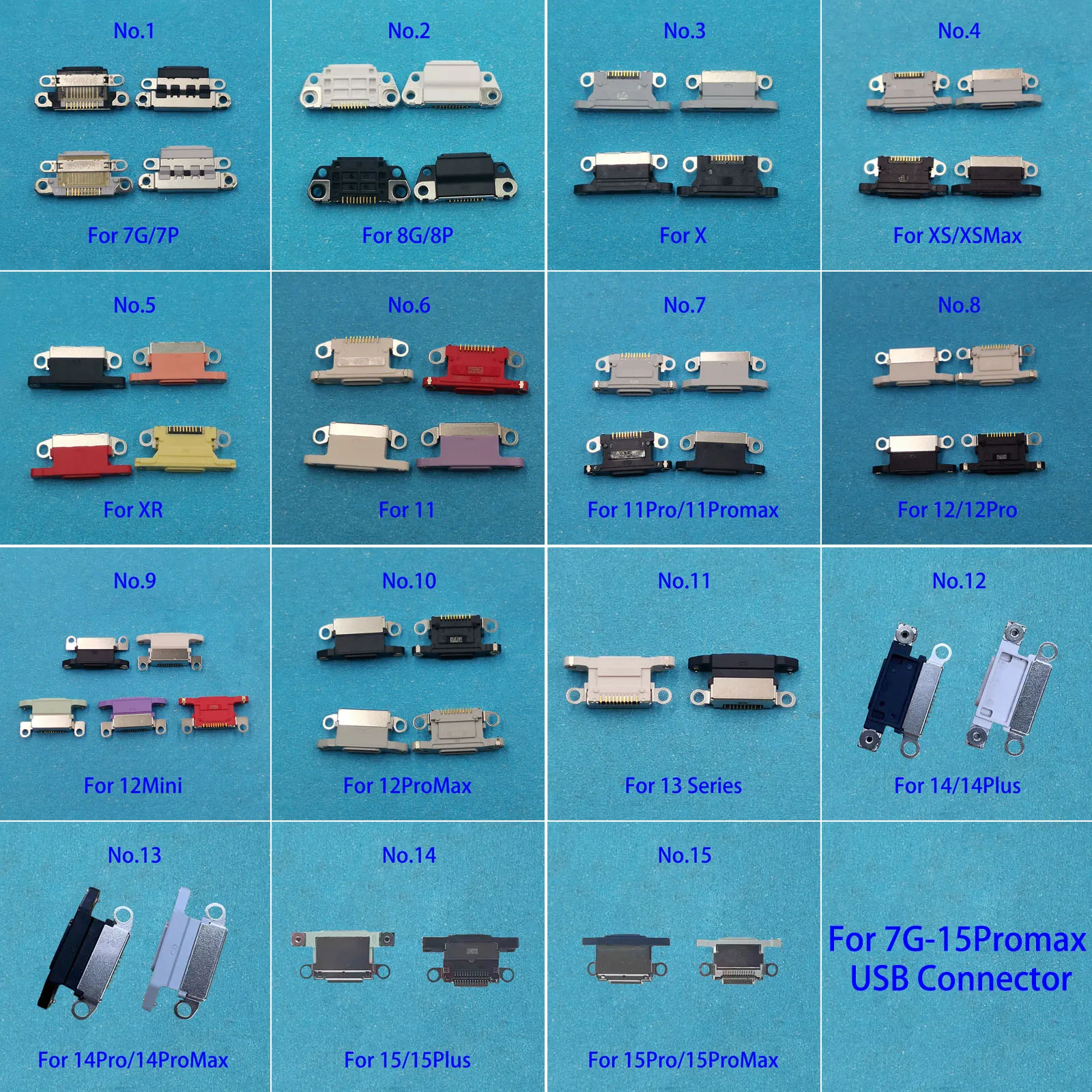 5 szt. Złącze USB do gniazda ładowarki dla Iphone 15 14 13 12 11 Pro Max Mini X XS XR 8 8P 7P Plus Port ładowania błyskawicy