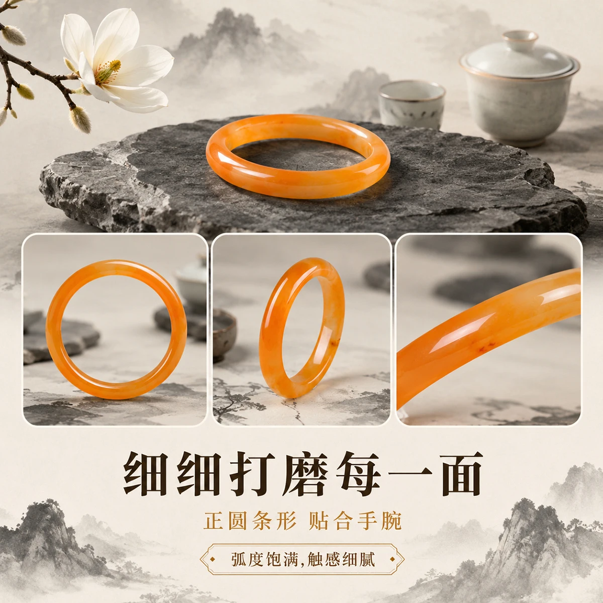 1 Stück JD Natürlicher Gelber Drachenjade-Armreif Durchscheinendes Huanglongyu Edelstein-Armband für Frauen Elegantes Schmuckgeschenk Armreifen – Detail 2