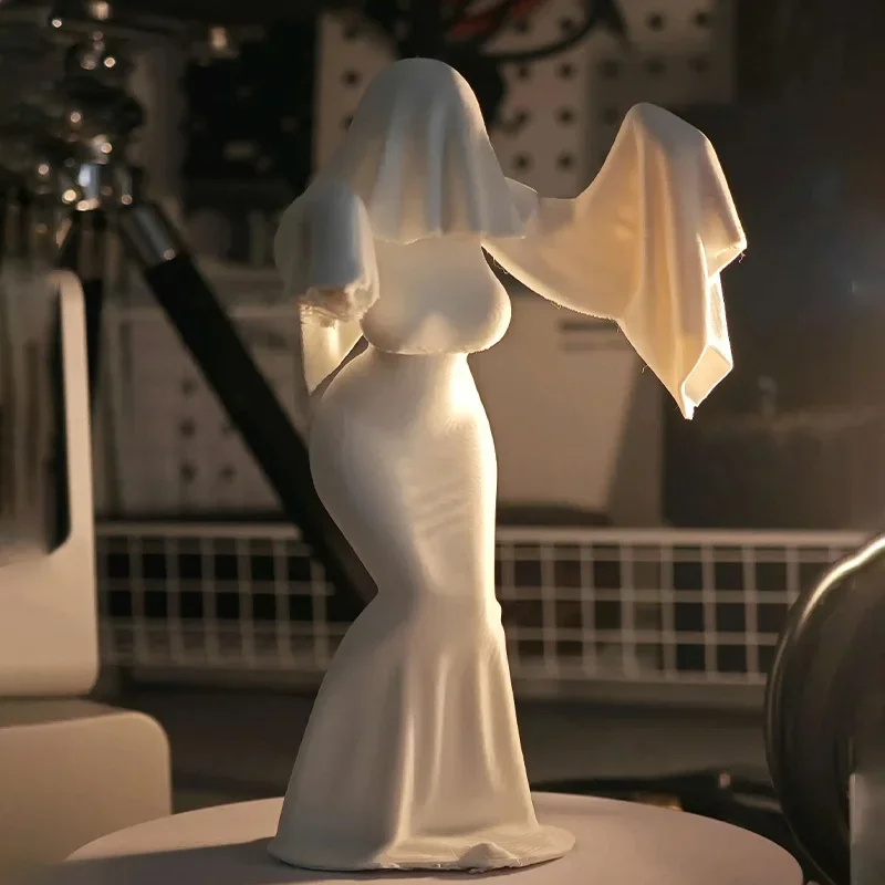 1pc Gothic Ghost Statue Ghost Lady Desktop Ornament, Veiled Lady Used for Home Decoration Party Supplies Gifts
