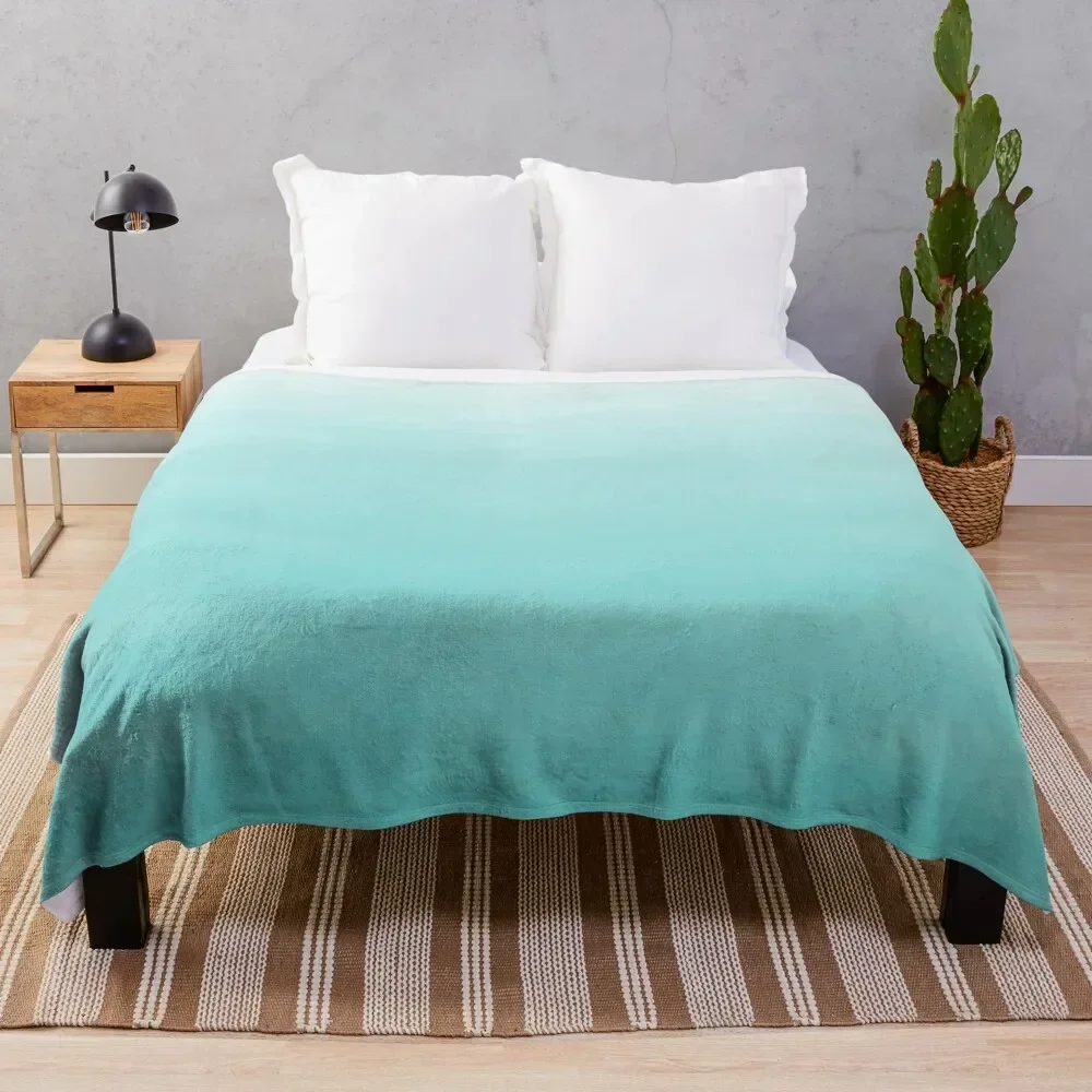 Modern teal watercolor gradient ombre pattern Throw Blanket Nap Sofas blankets ands Picnic Blankets