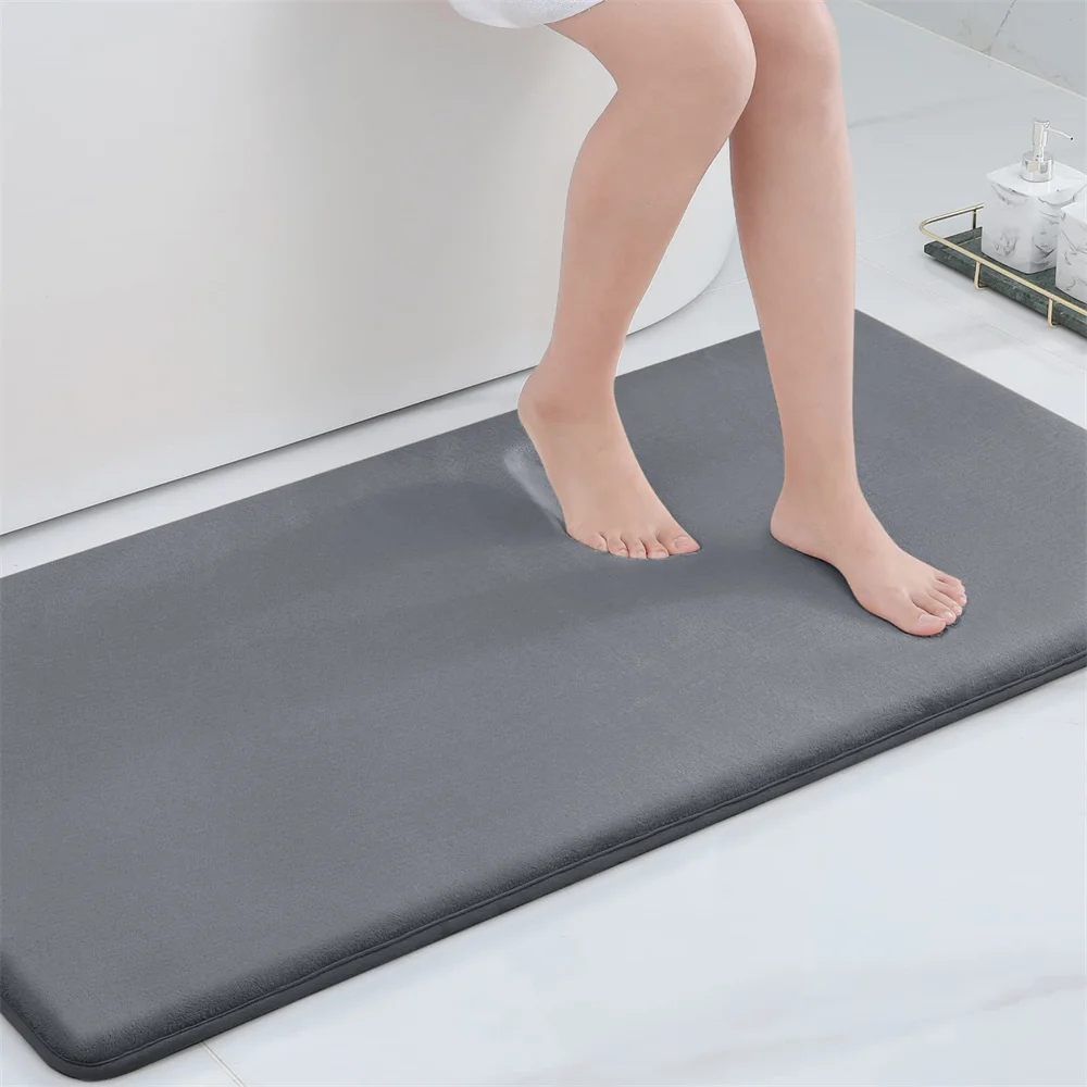 Olanly Bathroom Mat Memory Foam Soft Bath Mat Non-slip Absorbent Washable Rug Toilet Floor Carpet Home Bath Soft Comfortable Rug