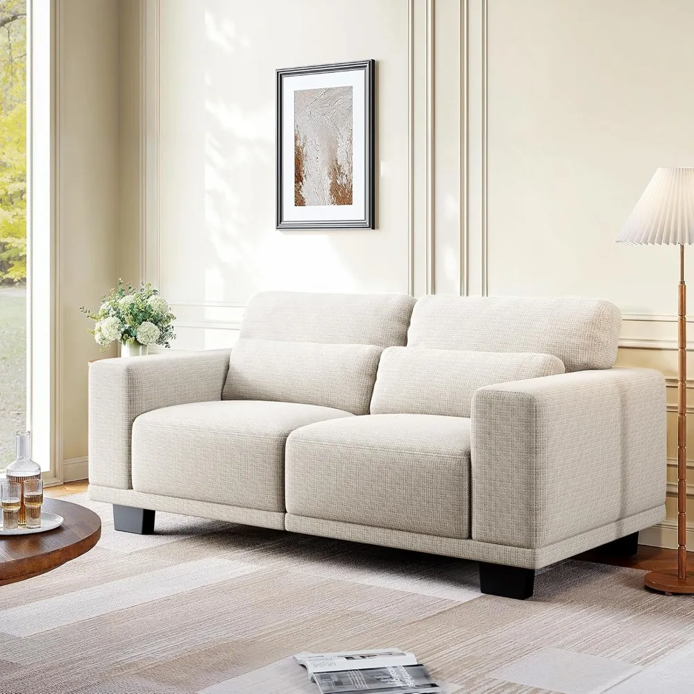 

65" Sofa,Loveseat Couches for Living Room,Comfy Couch with Deep Seats and Wide Armrests,Mid Century Modern Upholstered