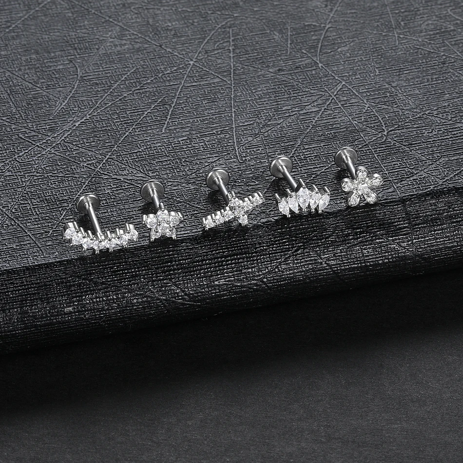 1 sztuk kolczyk do piercingu ze stali nierdzewnej dla kobiet cyrkon gwiazda serce chrząstka Piercing Helix muszla Tragus płatek biżuteria do ciała — zdjęcie 7