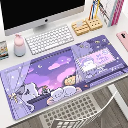 Cute Cat Computer Mouse Pad Gamer Mousepad Purple Art Large 90x40 Kawaii Mouse Mat Pads XXL Mause Carpet PC Accessories Desk Mat