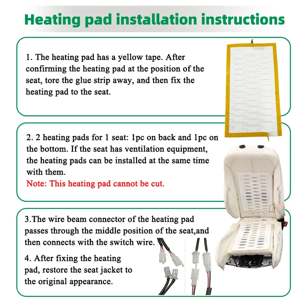 12V Universal Built-in Car Seat Heater Fit 2 Seaats with 5-Level Dual Control Switch System and 25W Alloy Wire Fast Heating Pads