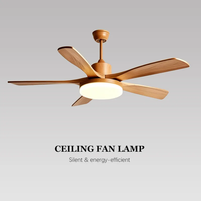 Wood Ceiling Fan with Light, 5-Blade Rustic Design, Quiet Energy-Saving Motor, High Airflow for Bedroom Dining Room