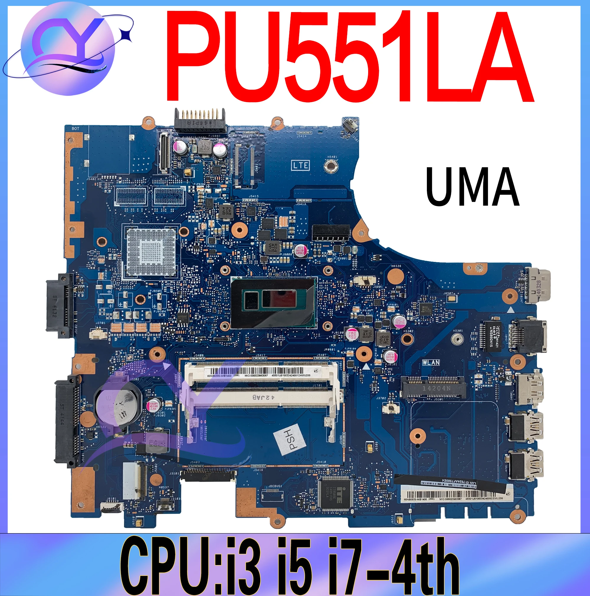 

PU551LA Notebook Mainboard For ASUS PRO551L PU551 PU551L PU551LD PRO551L Laptop Motherboard I5 I7-4th Gen 100% Tested Work