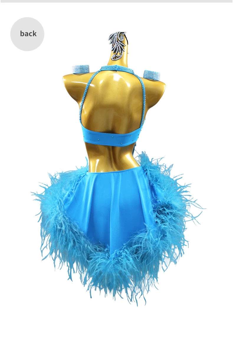 2026 Damen Lateinamerikanische Kleidung Mädchen Abendkleid Samba Bühnen-Tanzkostüm Cabaret Tanzbekleidung Wettbewerb Ballsaal Party Federanzug – Detail 10