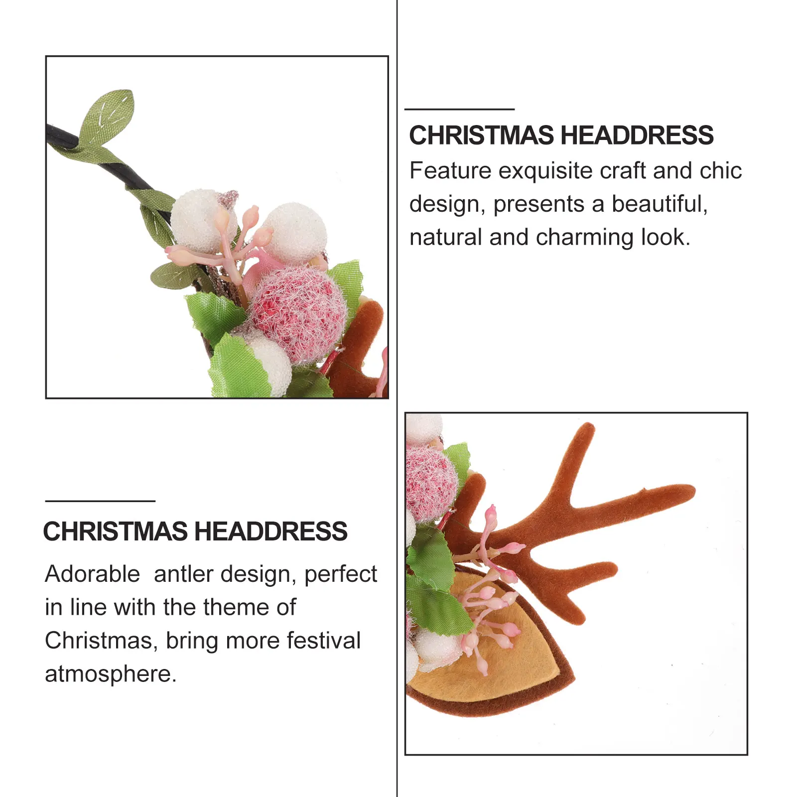 

Antler Headband Hair Accessories Decorative Berries Headdress Christmas Decoration Hoops