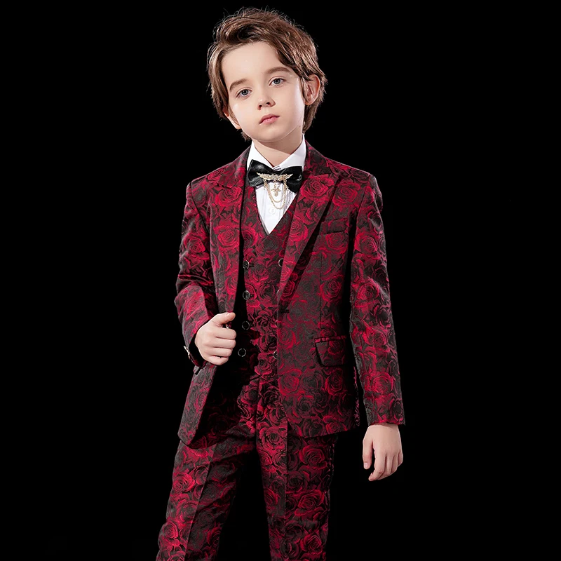 

Boy Suit Tuxedo three-piece suit children's wedding banquet handsome little boy formal evening dress, host performance clothes