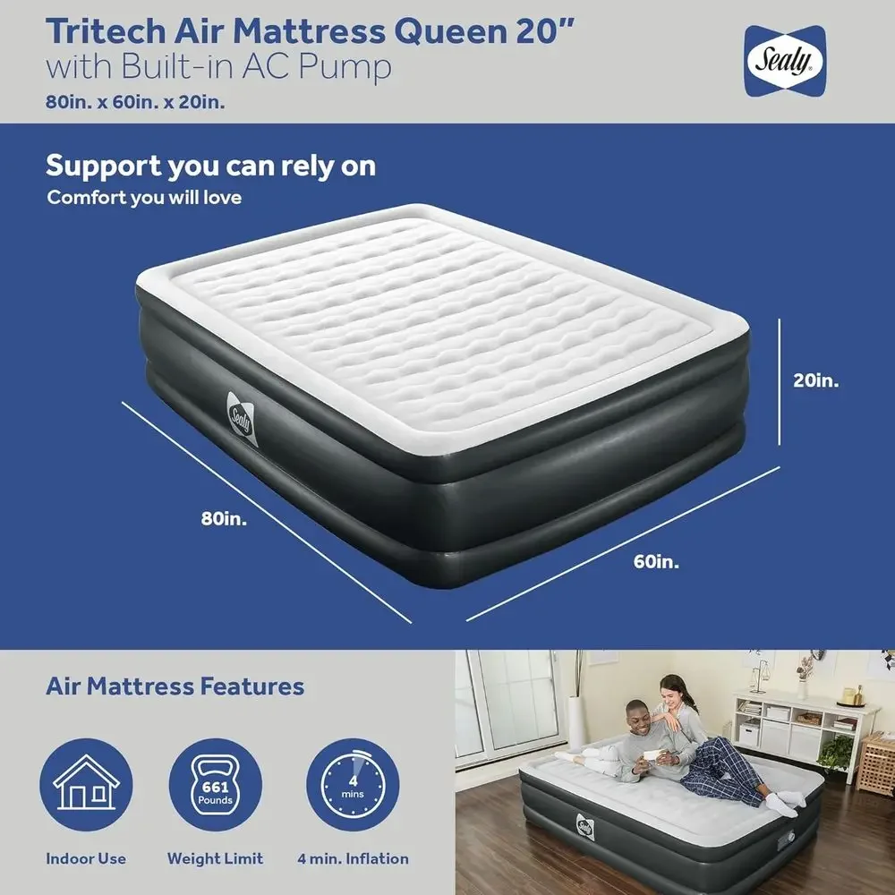 Queen Size 20 Air Mattress for 2 with Integrated AC Pump and Carry Bag - view 2