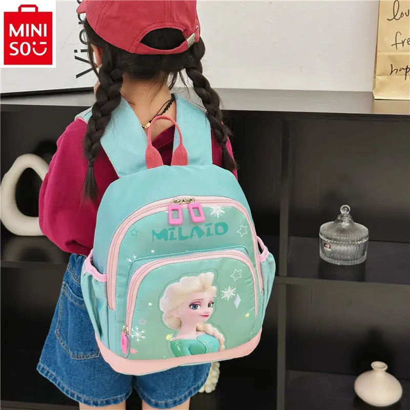 

MINISO Disney cartoon Princess Frozen Elsa bag printed student large-capacity fashion backpack.