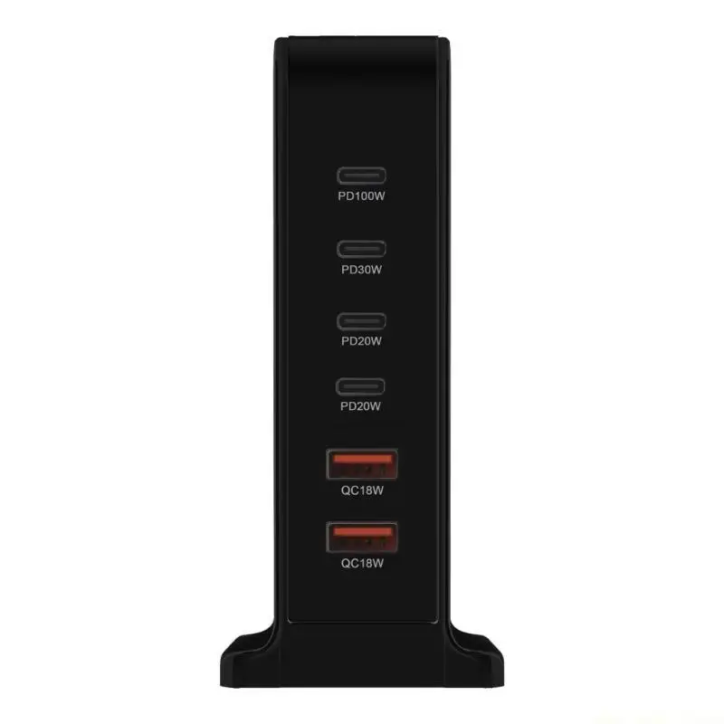 

F62C 200 Вт 6-портовый кирпичный концентратор для быстрой зарядки 2 USB + 4 типа C зарядный блок настенное зарядное устройство
