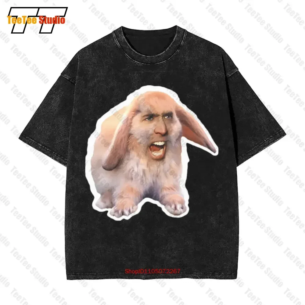 Nicolas Cage  Oversized T-Shirt Nicholas Rabbit Fathers Day Funny Meme Nic 0YJ9