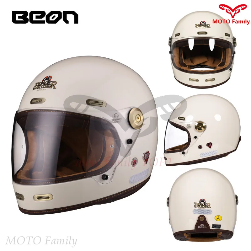 Motorcycle Helmet Retro Fiberglass Carbon Fiber Men Women Locomotive All Seasons BEON BR-512 helm motorcycle