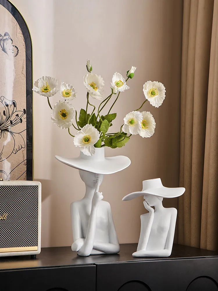 

Vase ceramic creative geometric shape high-end minimalist ornament light luxury artificial flower home livingroom softdecoration