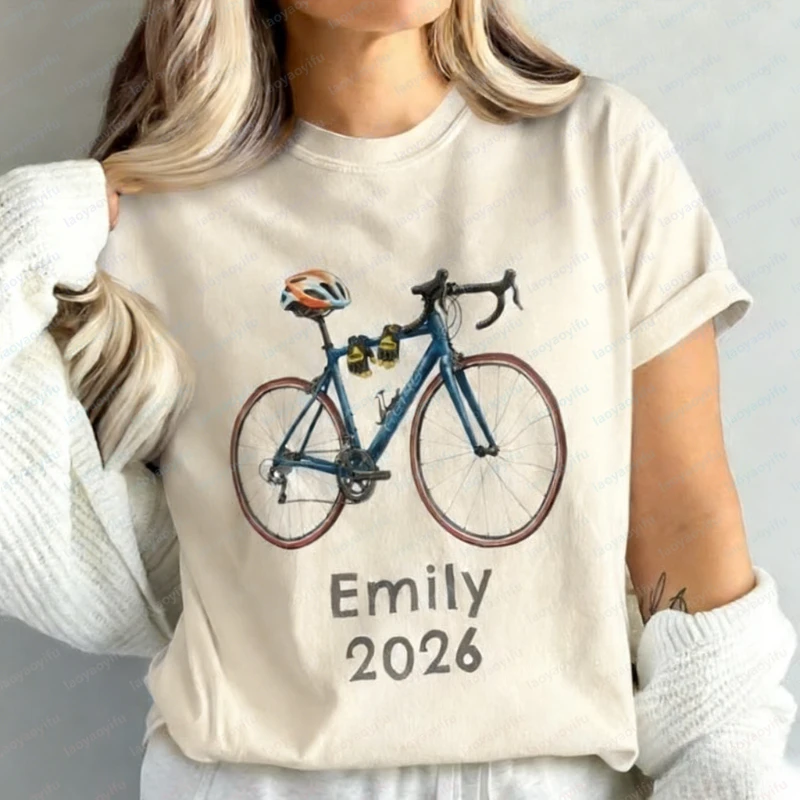 Custom Cycling Gift Personalized Bicycle T-Shirt Sweatshirt  Name and Year for Cyclists Teams Clubs Group Graphic T Shirts Tops