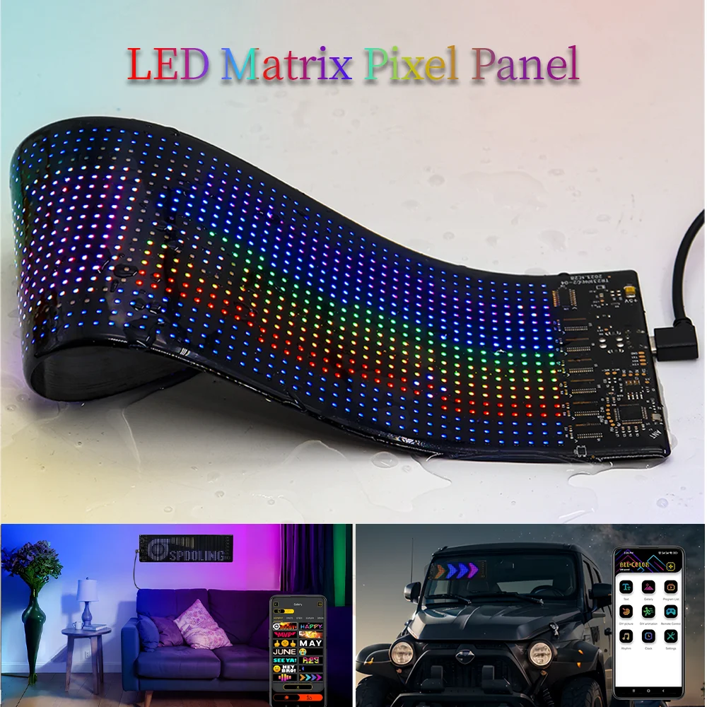 Imagem -02 - Led Matrix Pixel Painel de Luz Módulo Rgb Endereçável Faça Você Mesmo Animação Texto Luzes Flexíveis com Controlador Bluetooth Usb 5v