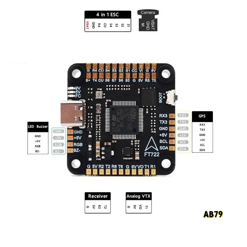 

FT-F722X8 PRO Flight Controller Onboard ICM42688 Gyroscope Dual BEC 30.5X30.5Mm For RC FPV Drone