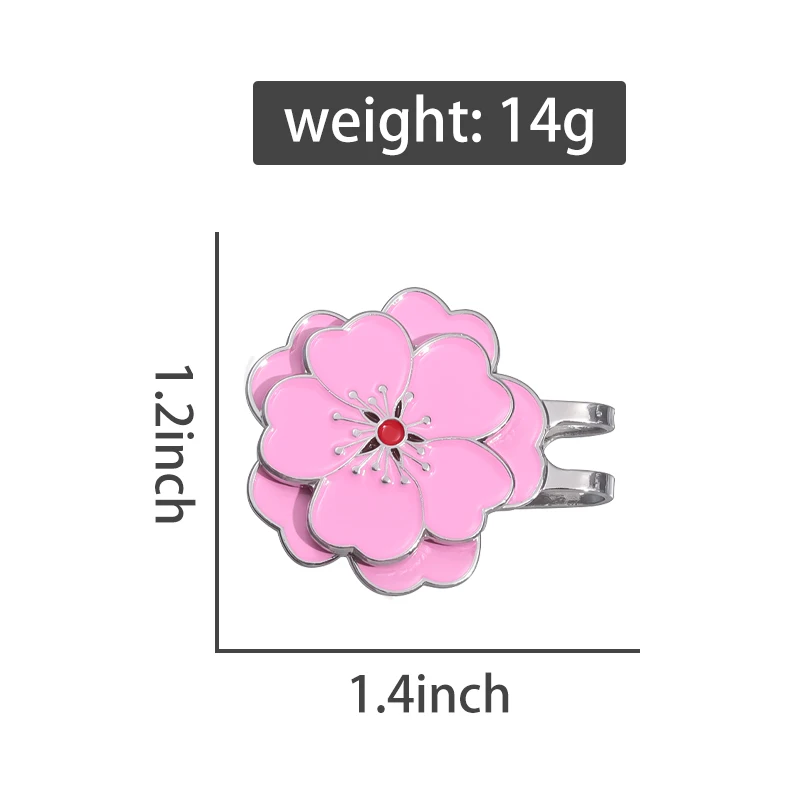 Golf Ball Marker Hat Clip Magnetic Removable Golf Ball Position Mark Romantic Cherry Blossoms Pattern One Putt Golf Accessories