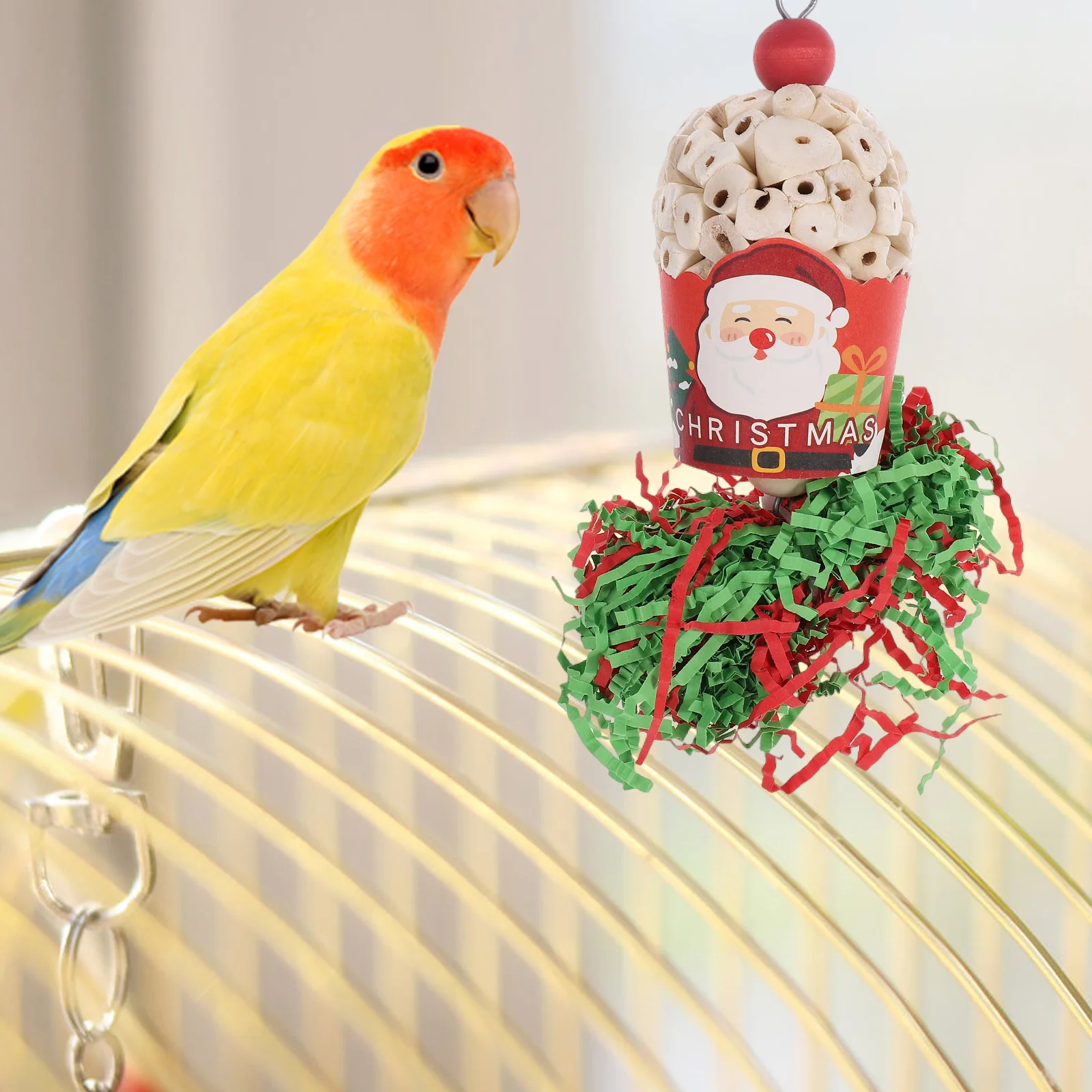 Christmas Themed Parrot Toy Bird Cage Large Suspending Hanging Pet Foraging Climb