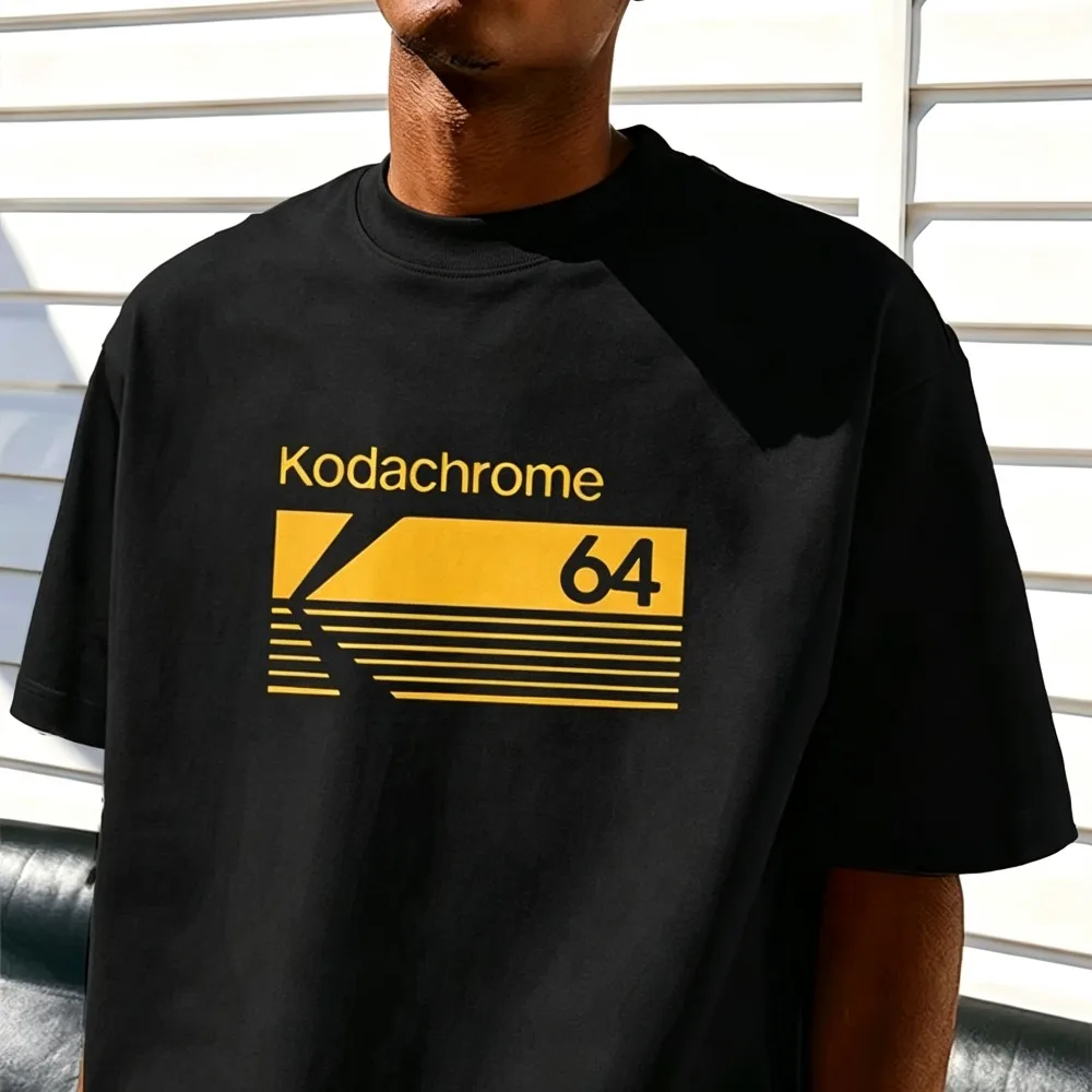 2026 Now Unisex Short‑Sleeve Kodachrome 64 Motorcycle‑Theme Graphic Print Crewneck Hip‑Hop Vintage Street‑Wear Casual Top