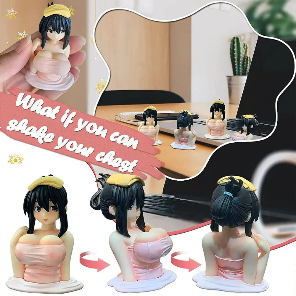 Cute Realistic Kanako Chest Shaking Girls Car Ornaments Decorations Cartoon Kawaii Anime Statue Car Dashboard Sexy Doll Figurine