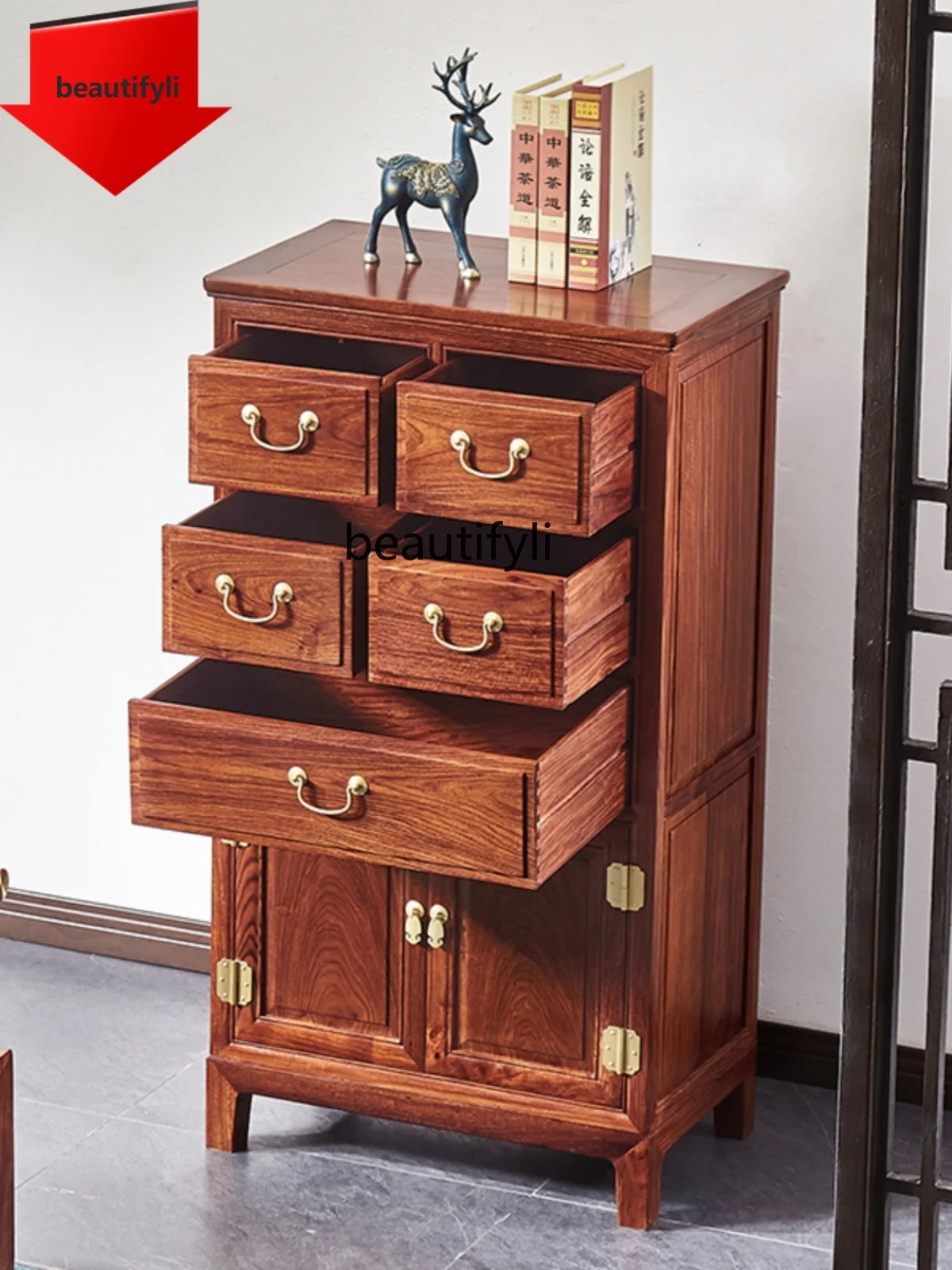 

a44 Комод из палисандра в китайском стиле Pterocarpus Erinaceus Poir. Шкаф для хранения документов из палисандра Шкаф из массива дерева