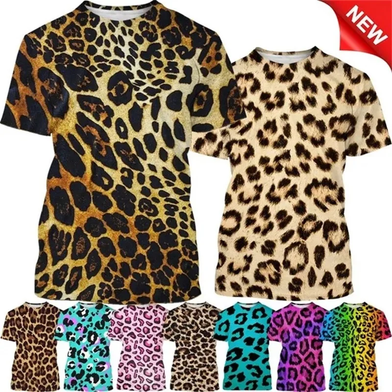 3D Printed Leopard Graphic T Shirts Cool Men\'s Personality T-shirt Tops Short Sleeve Plus Size Wild Cheetah Casual Tees