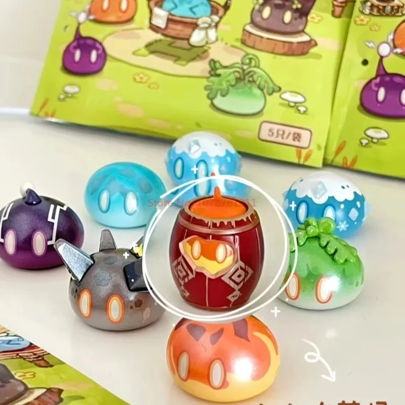 Genuine Genshin Impact Mini Figure Slime Family Bag Abs Pvc Statue Anime Game Kids Xmas Gift Doll Toys Gifts Cute Hot