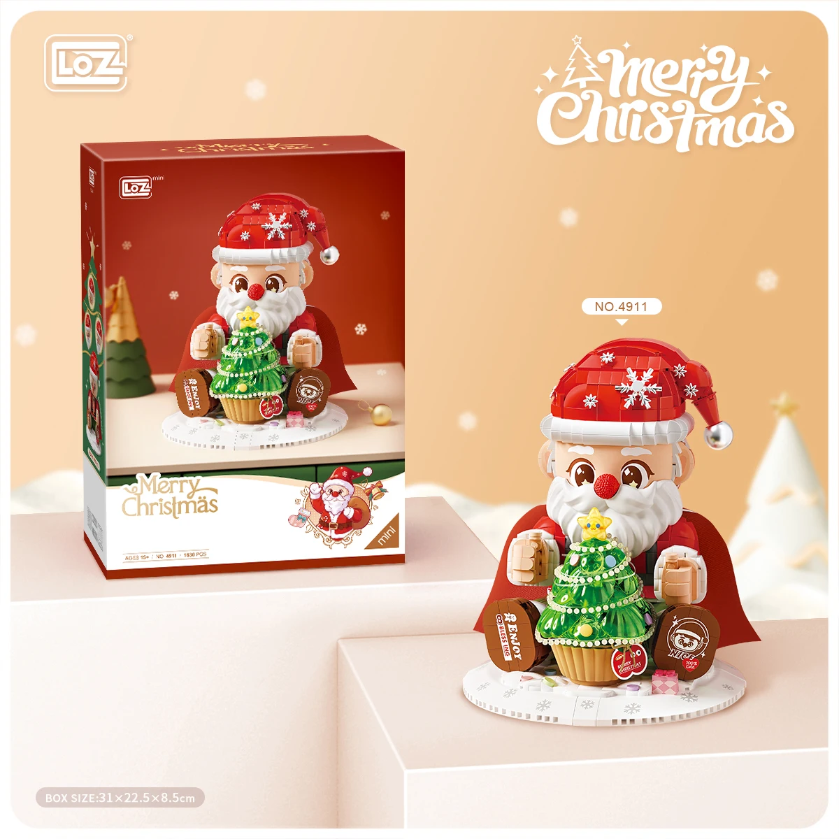 

LOZ-4911 Christmas Series 1630PCS Santa Claus Christmas tree figure decoration for children and adults Christmas building blocks