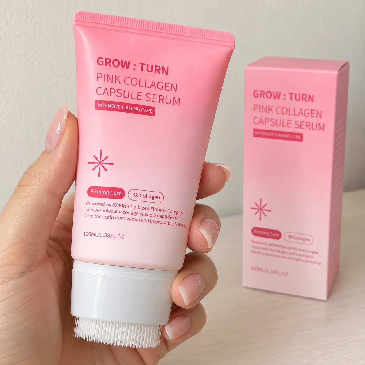 Grow Turn Pink Collagen Capsule Serum Delivers Intensive Firming Care For Scalp Enriched With 3X Collagen Improves Hairline