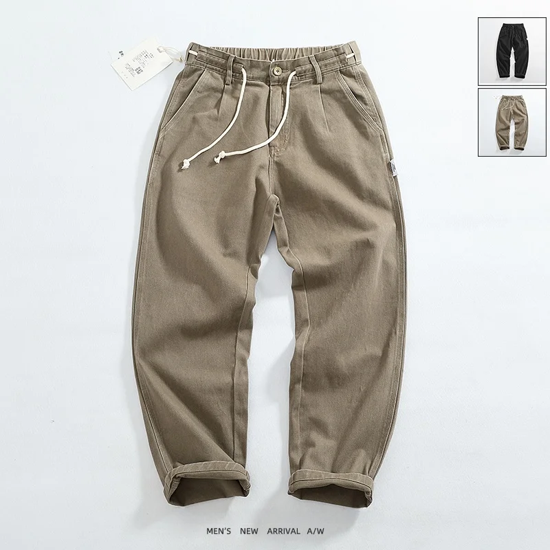 

Heavyweight Autumn Winter Men's Casual Trousers Loose Fit Straight Leg Workwear Pants Faion Urban Sle Long Trousers