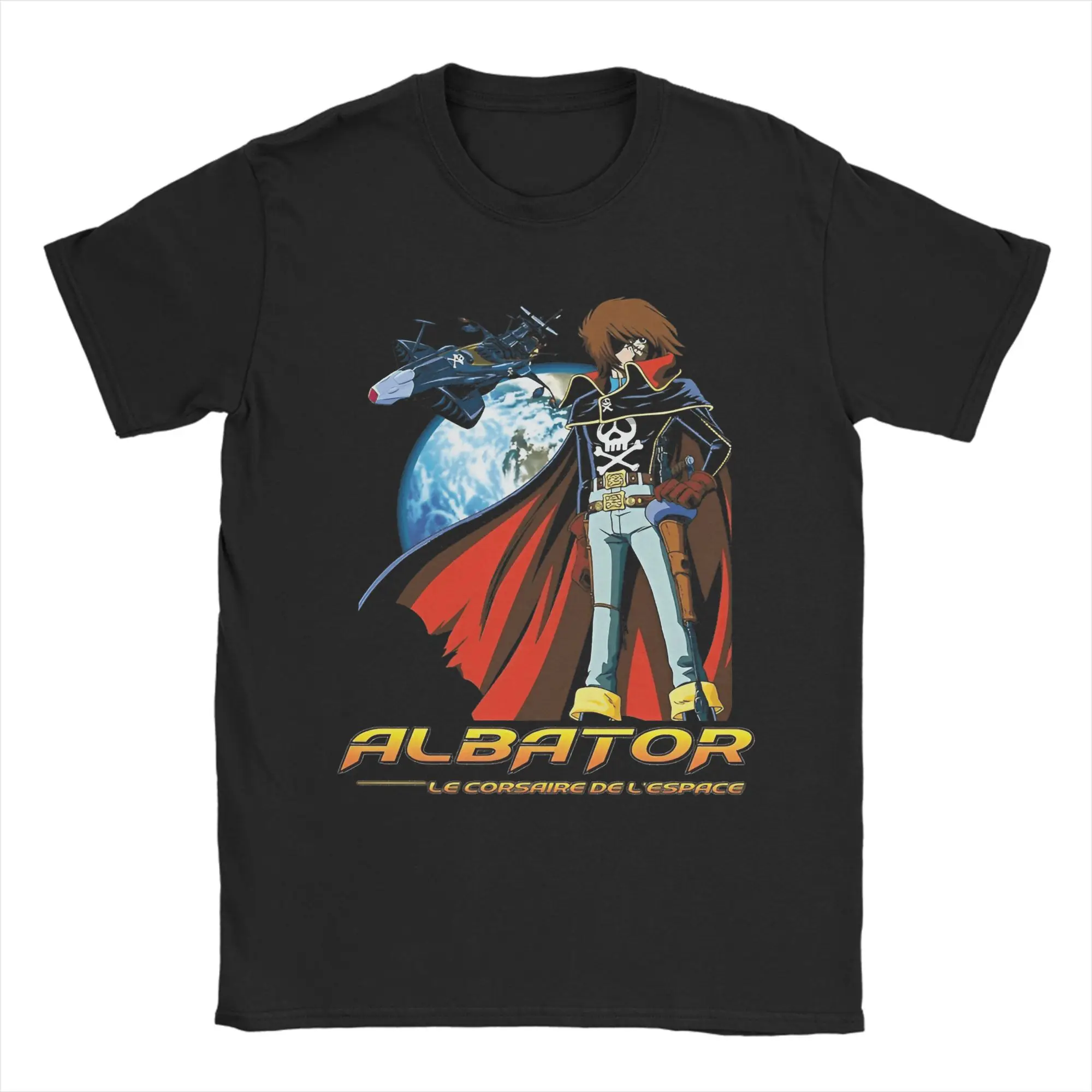 

Harajuku T-Shirt Summer Anime Captain Harlock Trending T Shirts 100% Cotton Tee Shirt for Men Awesome Printed Short Sleeve Tops