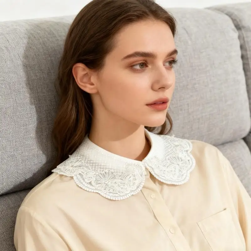 31bf-エレガントな刺繍パール付け襟装飾襟ネックピースファッションアクセス