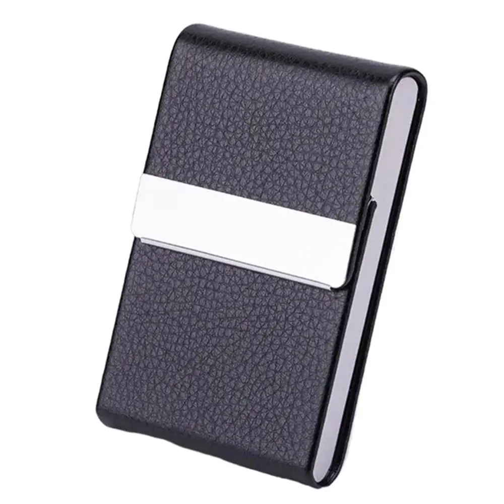 

PU Leather Business Card Case Slim Pocket Fashion Buckle Name Card Holder Metal Multicolor ID Case Card Box Office Supplies