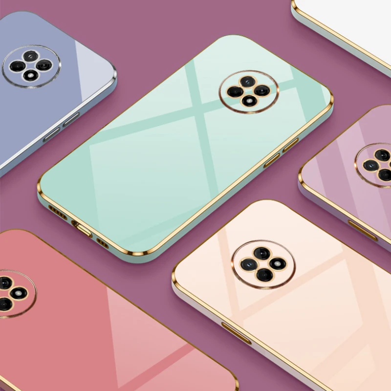 For Huawei Y9A Case Luxury Square Plating FRL-22, FRL-23, FRL-L22, FRL-L23 Phone Case ShockProof Silicone Back Cover Fundas