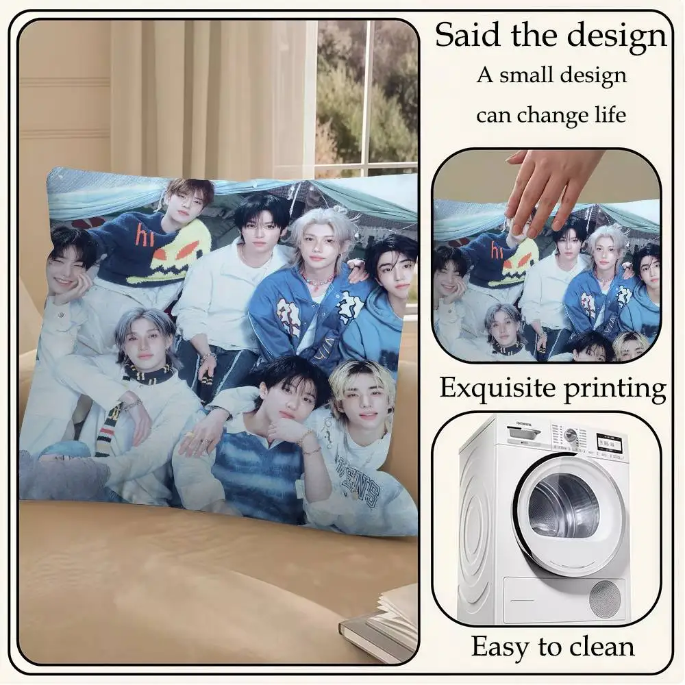Kpop You Make S-Stray K-Kids Stay Pattern Pillowcase Office Living Room Home Pillowcase Car Ornaments tomodachi life view 6