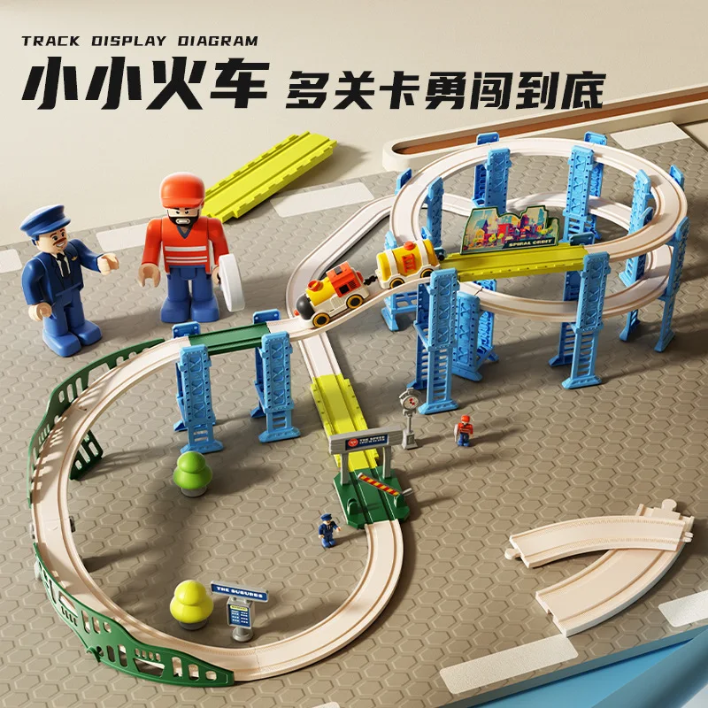 لغز دوامة DIY تجميعها السكك الحديدية سيارة عالية السرعة قطار كهربائي للأطفال سيارة المسار الضغط لعبة تعليمية هدية عيد ميلاد #2
