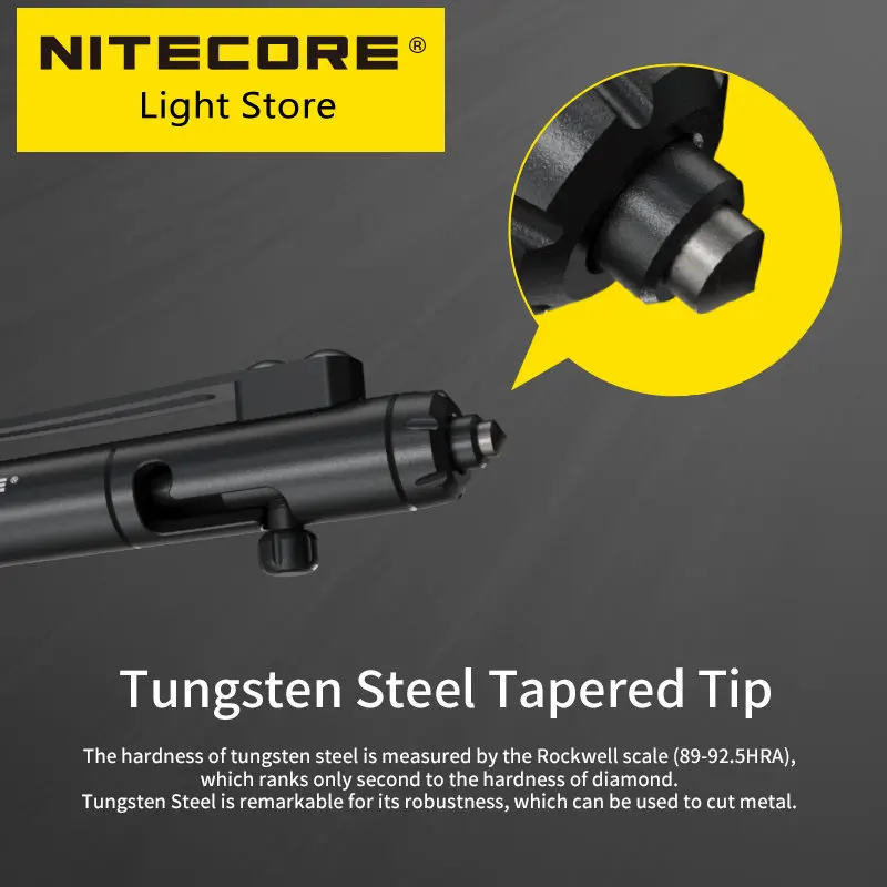 Nitecore NTP31 CNC Bidirectional Bolt Action Tactical Pen Self-defense Ballpoint  + Tungsten Steel Tapered Tip Glass Breaker